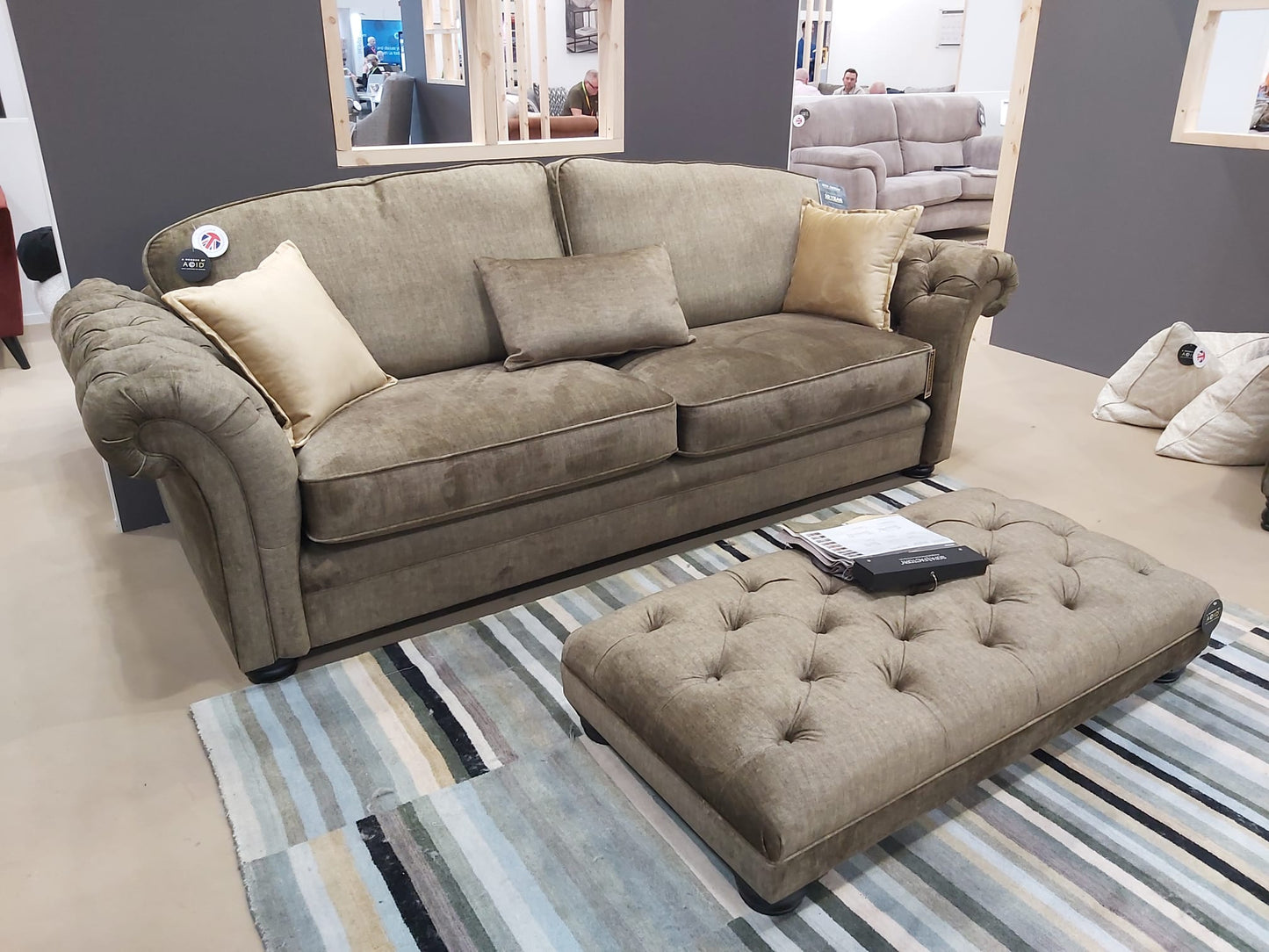 Victoria 3 Seater + Bench Footstool - Vogue Olive