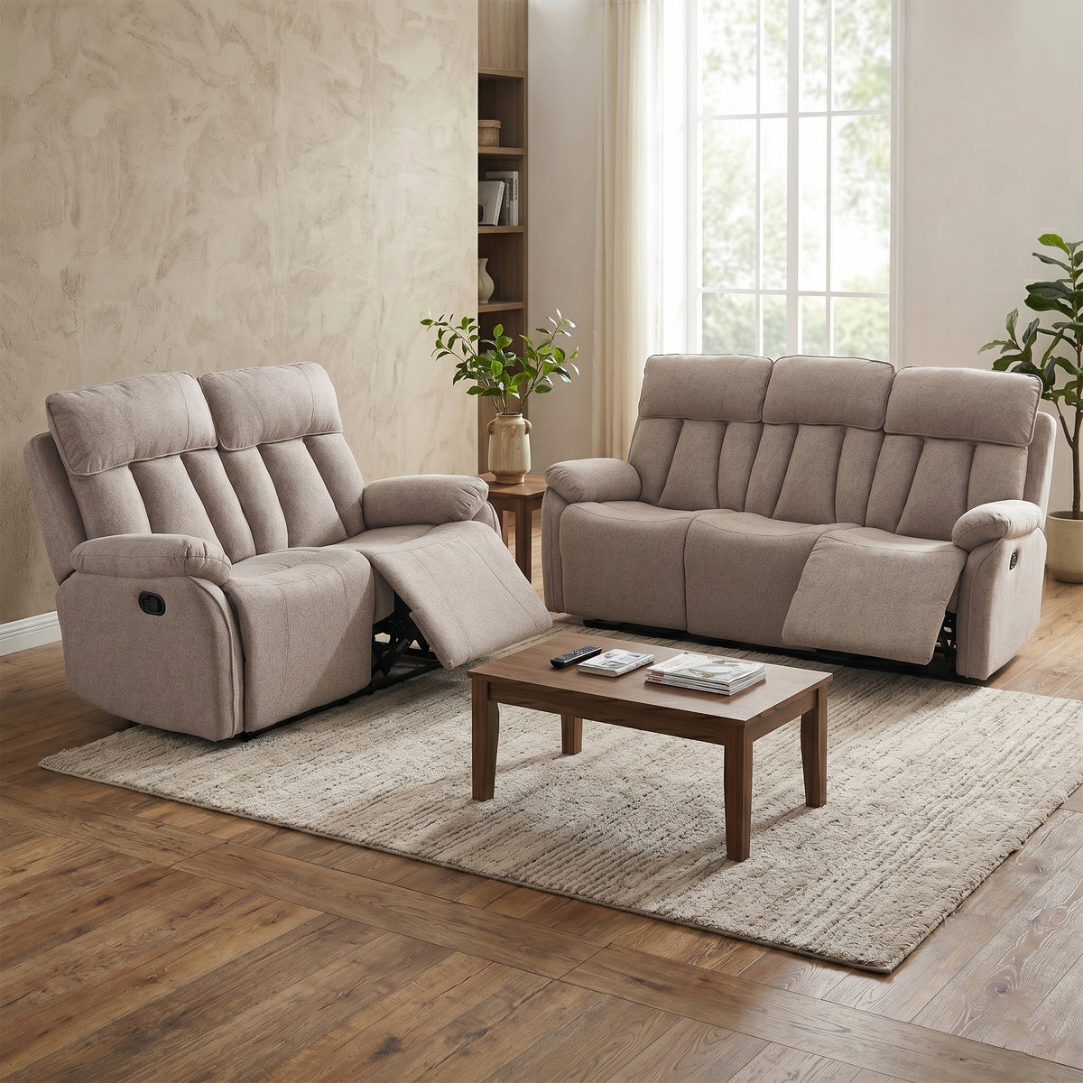 Belgrave 3+2 Seater Manual Recliner Set In Oatmeal