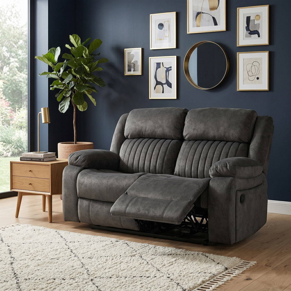 Morgan 2 Seater Manual Recliner in Iron Grey