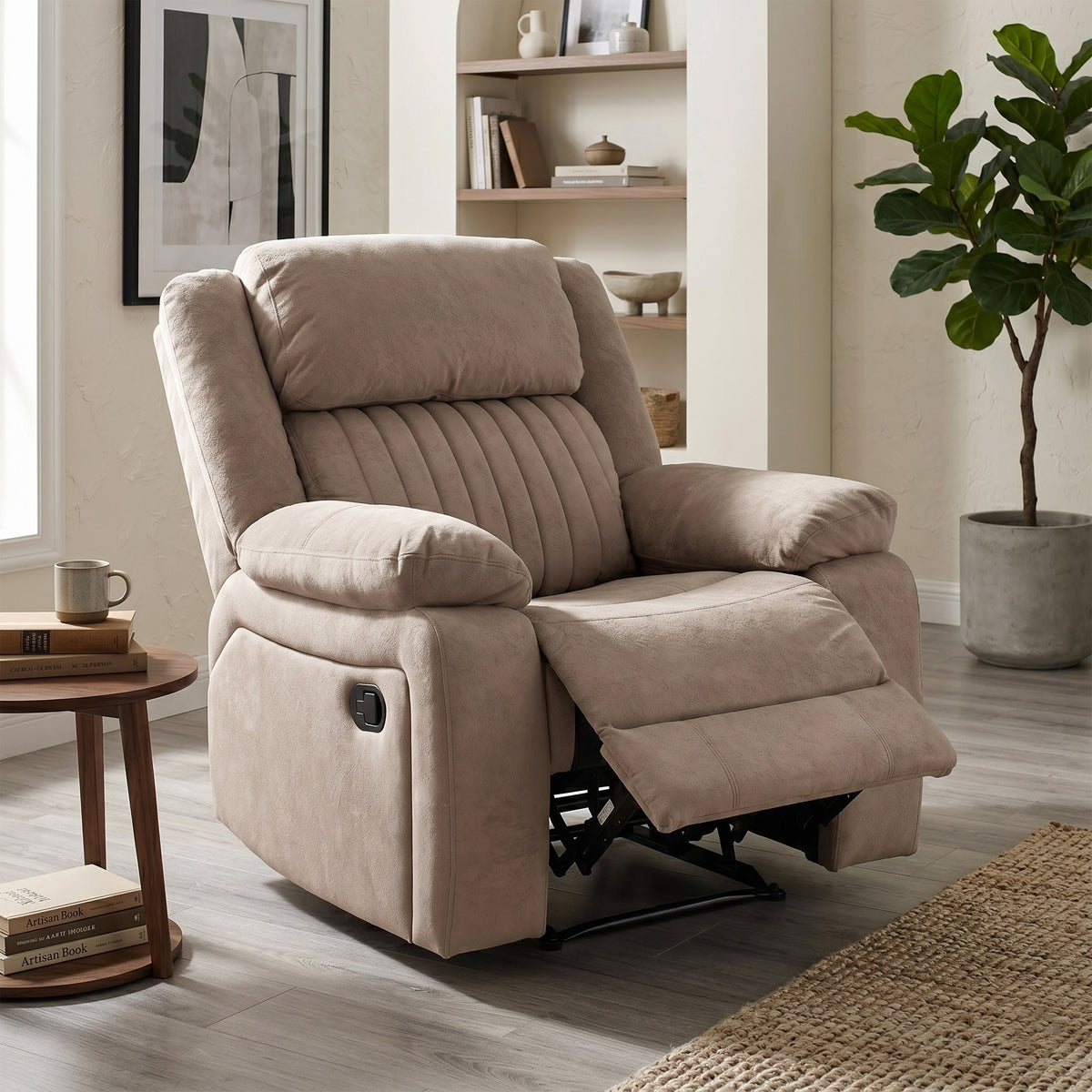 Morgan Manual Recliner Armchair in Taupe