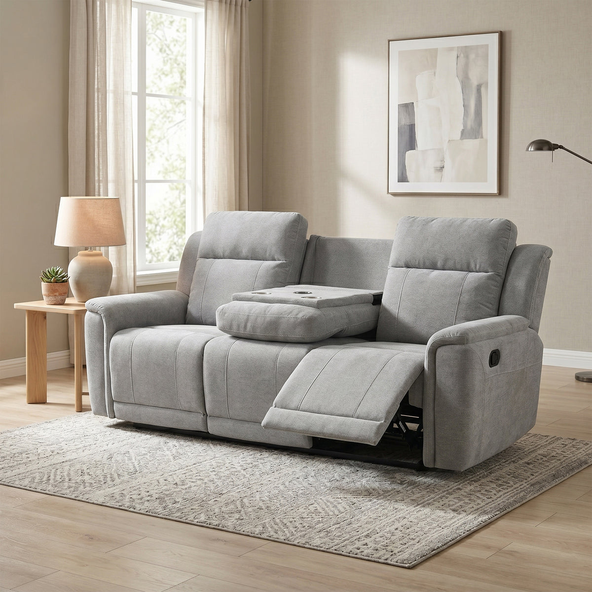 Somerton 3 Seater Manual Recliner In Light Grey