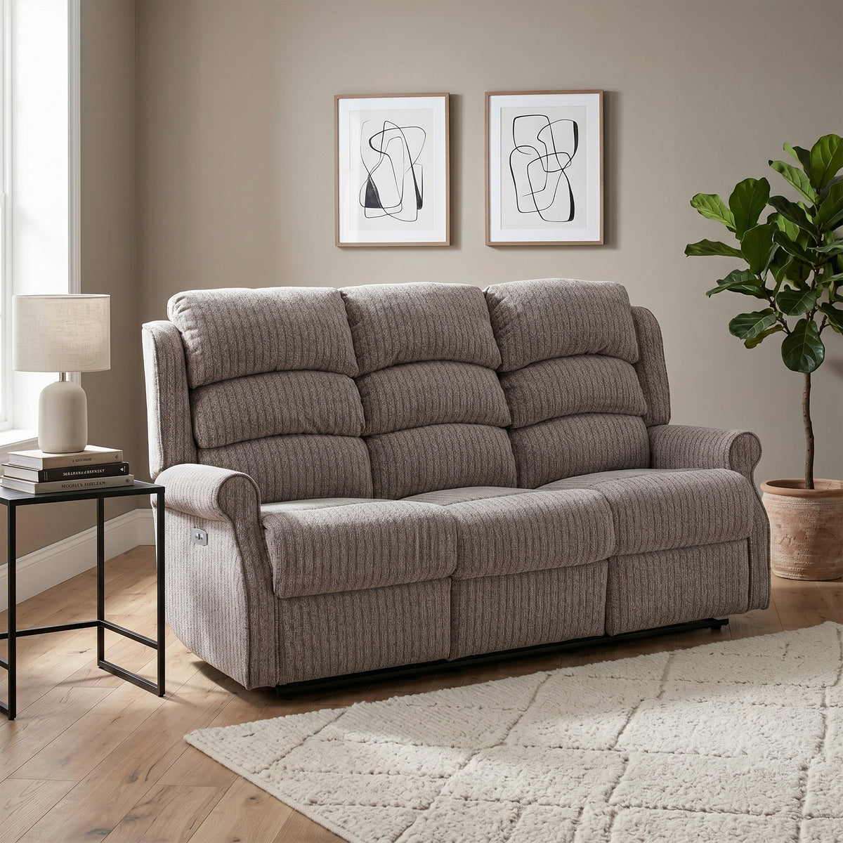 Windsor 3 Seater Electric Recliner in Natural