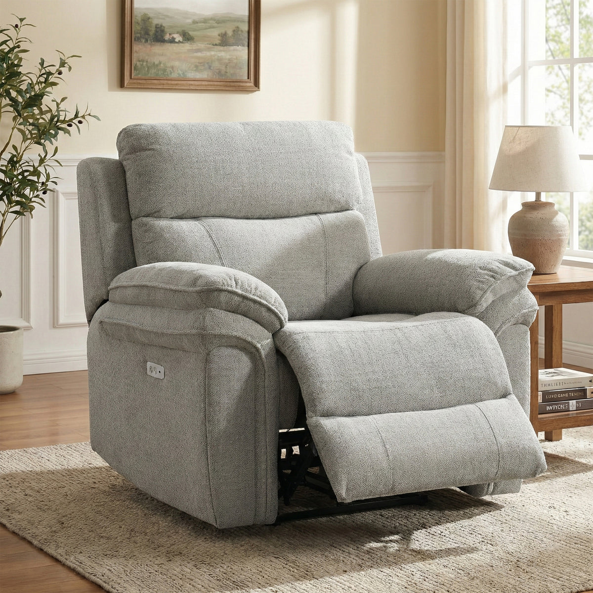 Harrow Electric Recliner Armchair In Beige