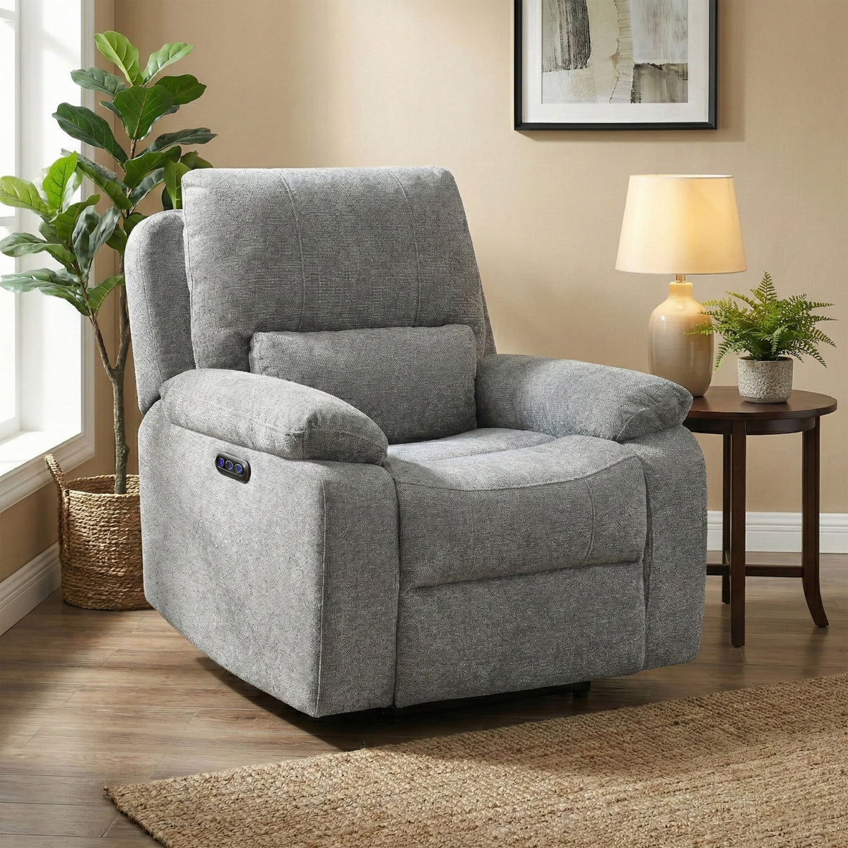 Knightsbridge Electric Recliner Armchair In Granite