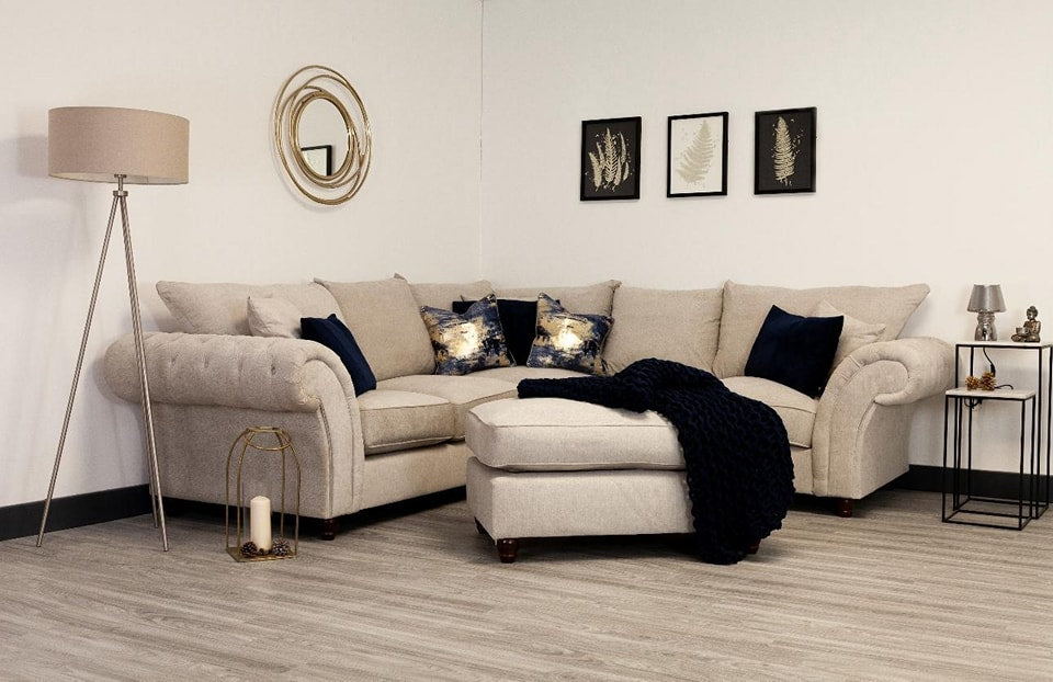 Windsor 2c2 Corner Sofa With Pouffe - Stone