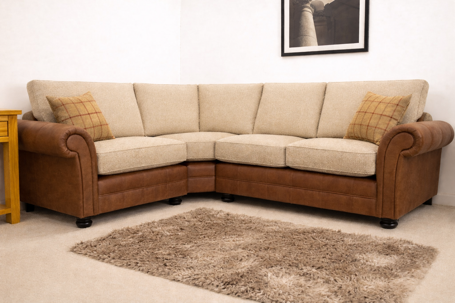 Darwin 1c2 Corner Sofa In Sultan Oatmeal - Pillow/Formal Back