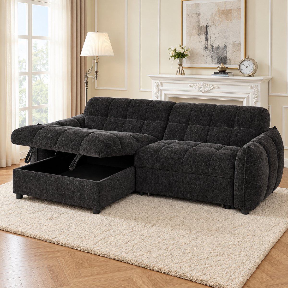 Florida Corner Sofa Bed In Black