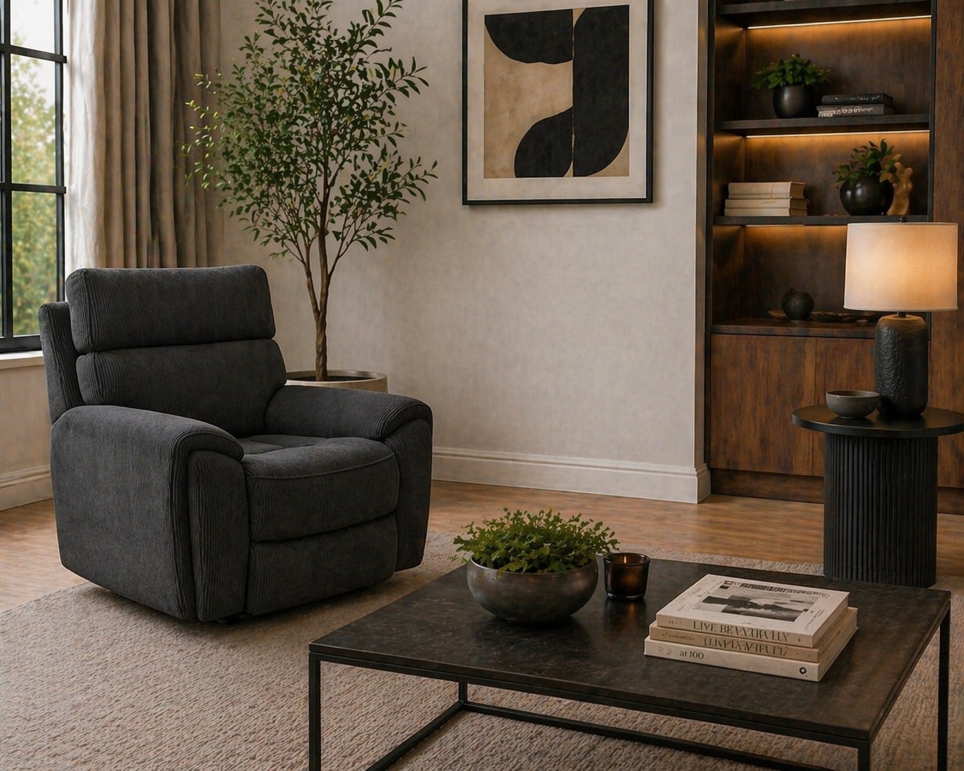 Atlanta Power Recliner Arm Chair In Grey