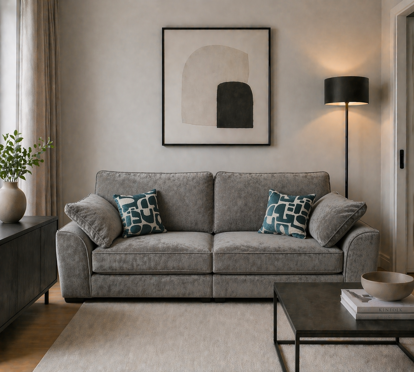 Flynn 4 Seater Sofa In Grey