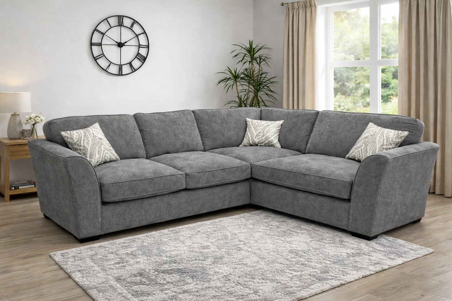 Dorchester 2C1 Corner Sofa In Grey Available at Sofa Emporium Retford