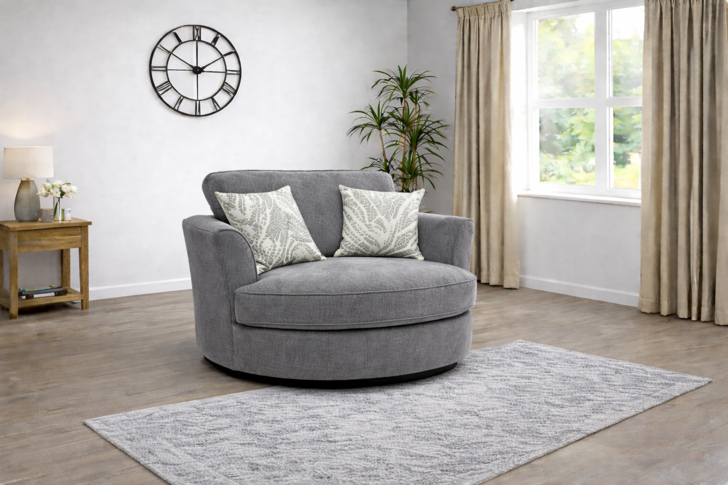 Dorchester Medium Swivel Chair In Grey available at Sofa Emporium Retford