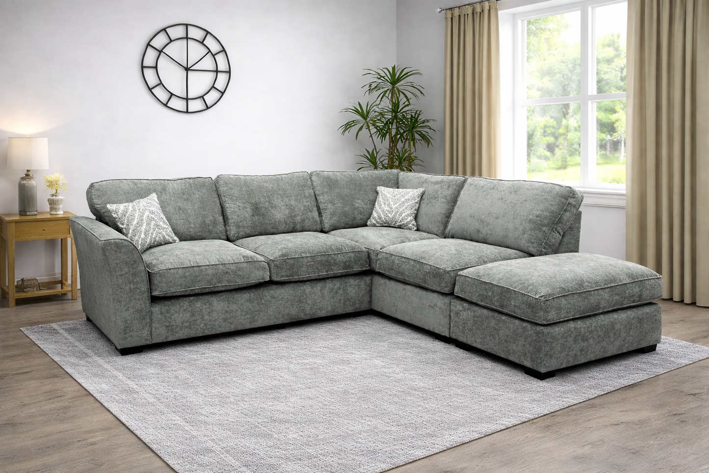 Dorchester Right Hand Chaise Formal Back Corner Sofa In Grey