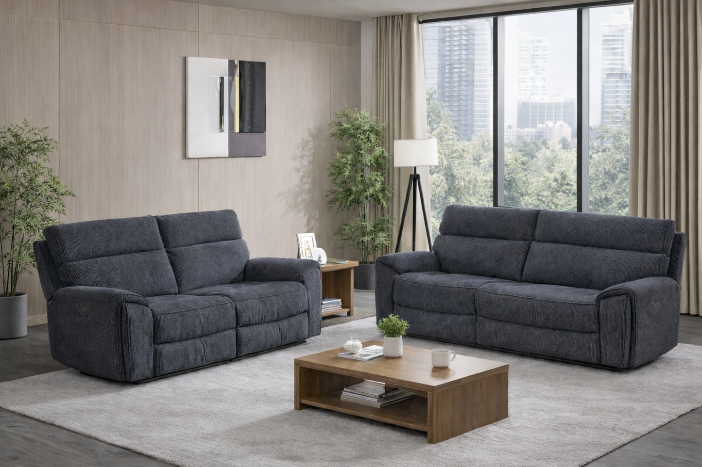 Atlanta 3+2 Power Recliner Set In Grey