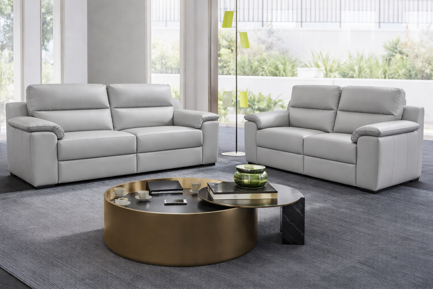 Genoa 3+2 Genuine Italian Leather Sofa Collection In Cream