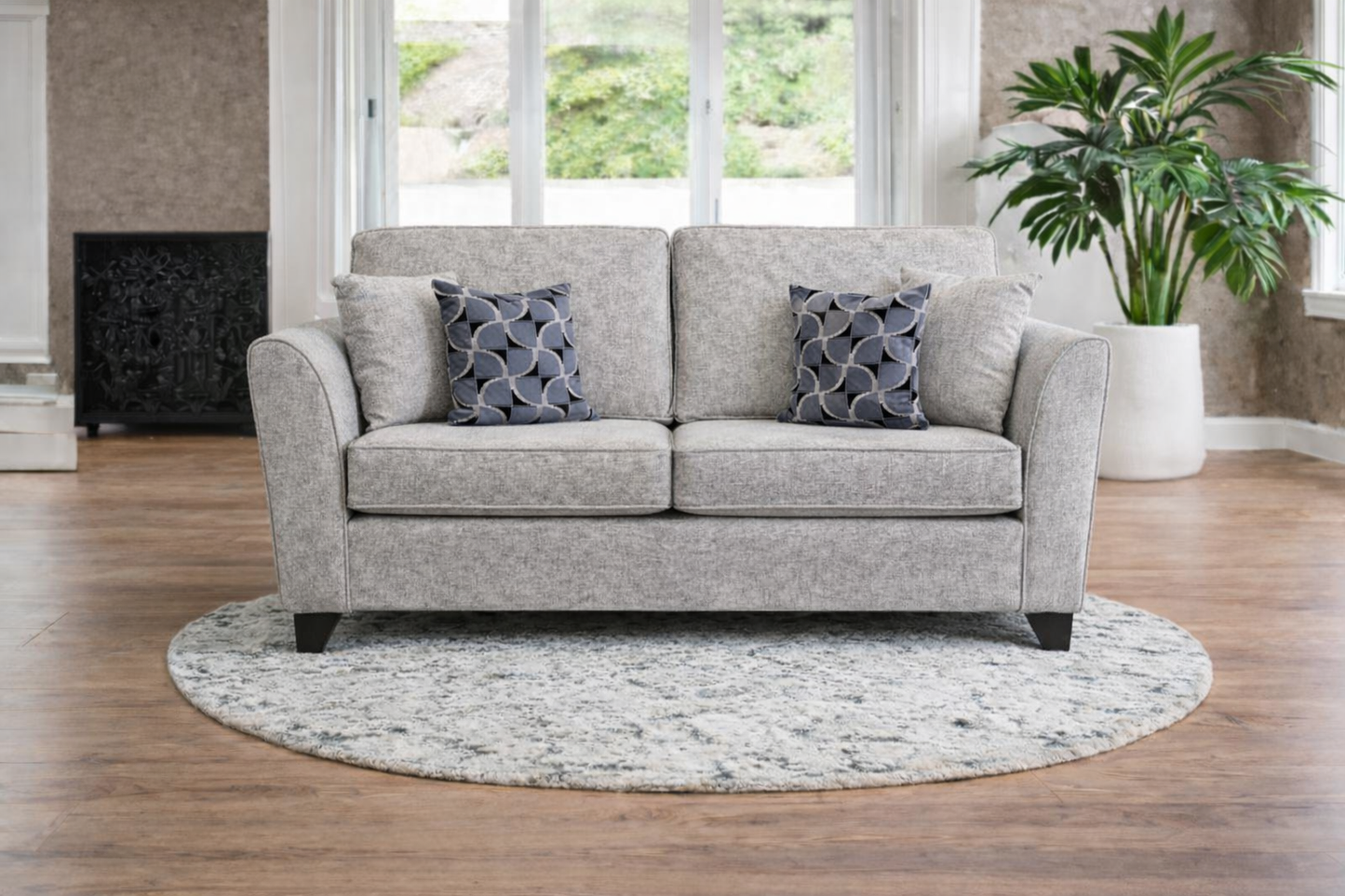 Cosmos 2 Seater Formal Back Sofa In Grey