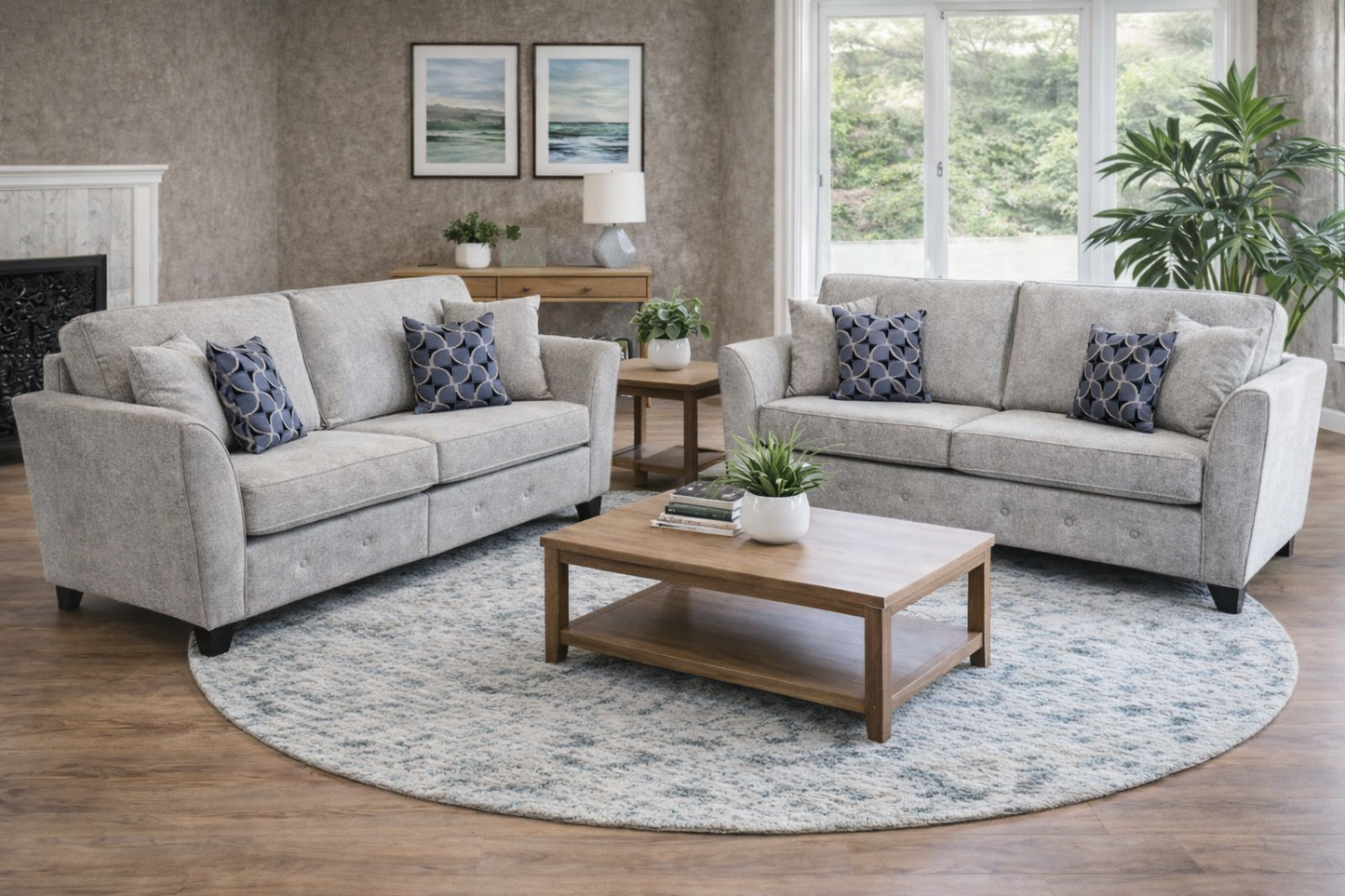 Cosmos 3+2 Formal Back Sofa Set In Grey