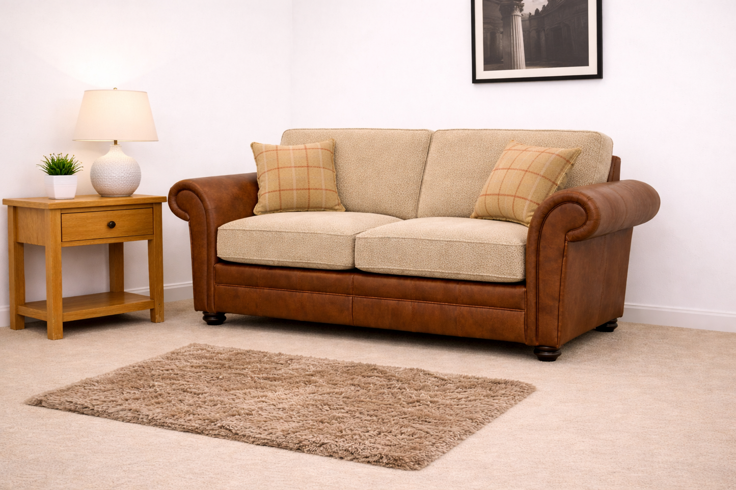 Darwin 3 Seater Sofa In Sultan Oatmeal - Pillow/Formal Back