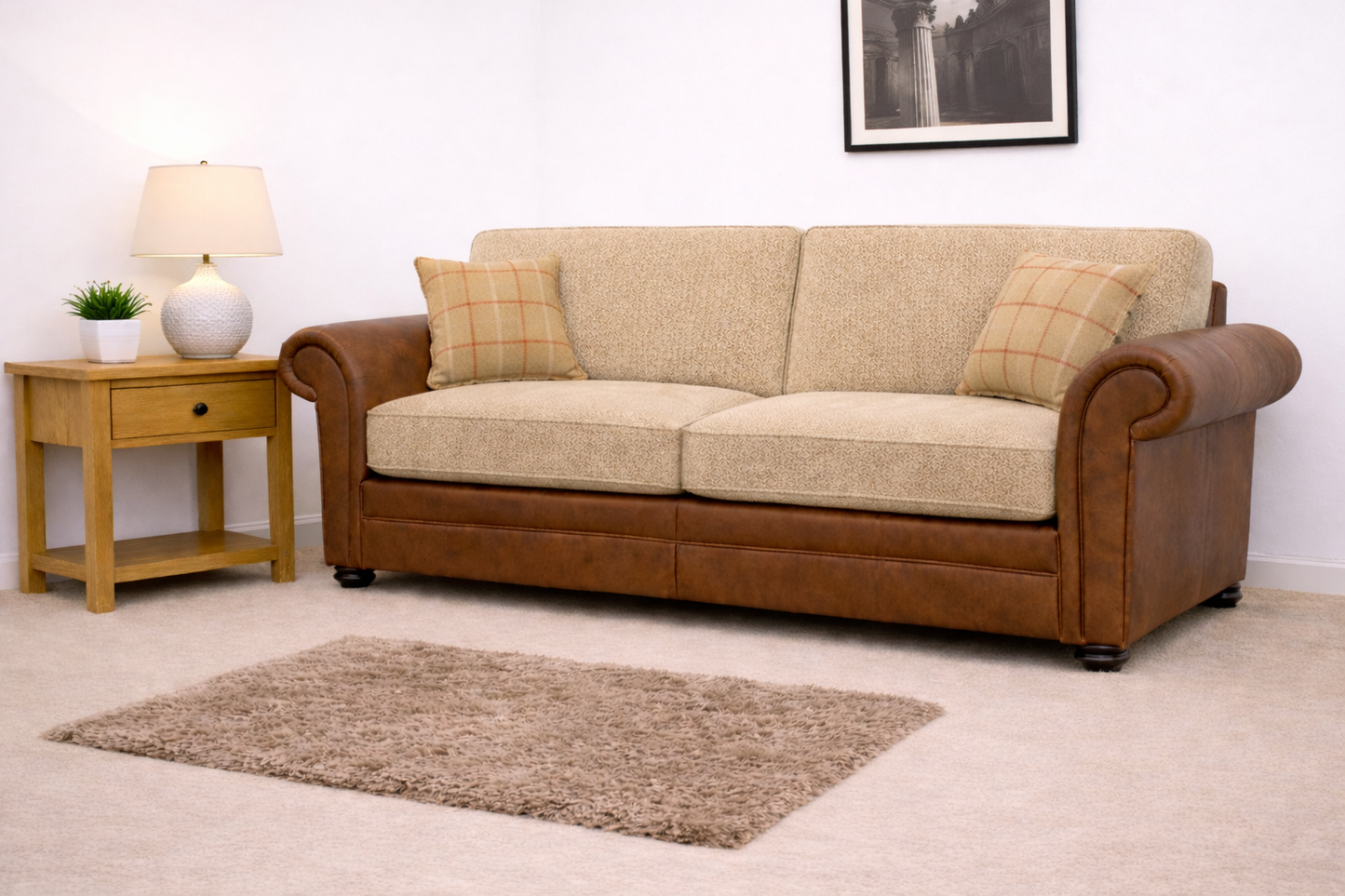 Darwin 4 Seater Sofa In Sultan Oatmeal - Pillow/Formal Back