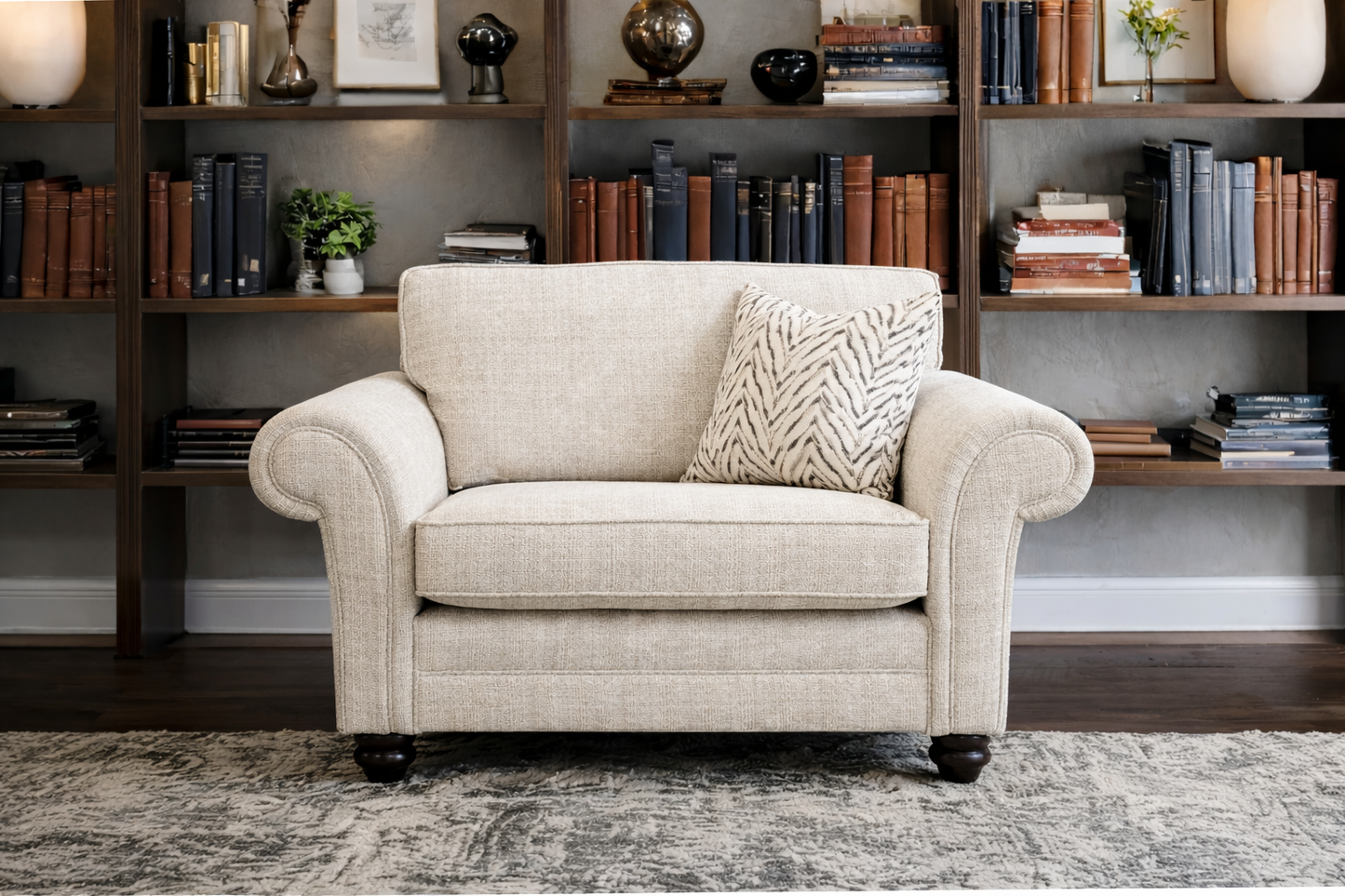 Cotswold Formal Back Love Chair In Cremona Beige available at Sofa Emporium Retford