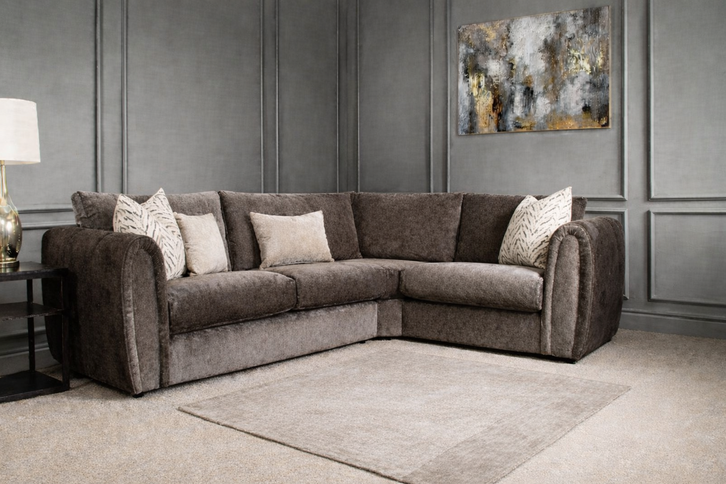 Alana 2C1 Corner Sofa In Brown available at Sofa Emporium Retford