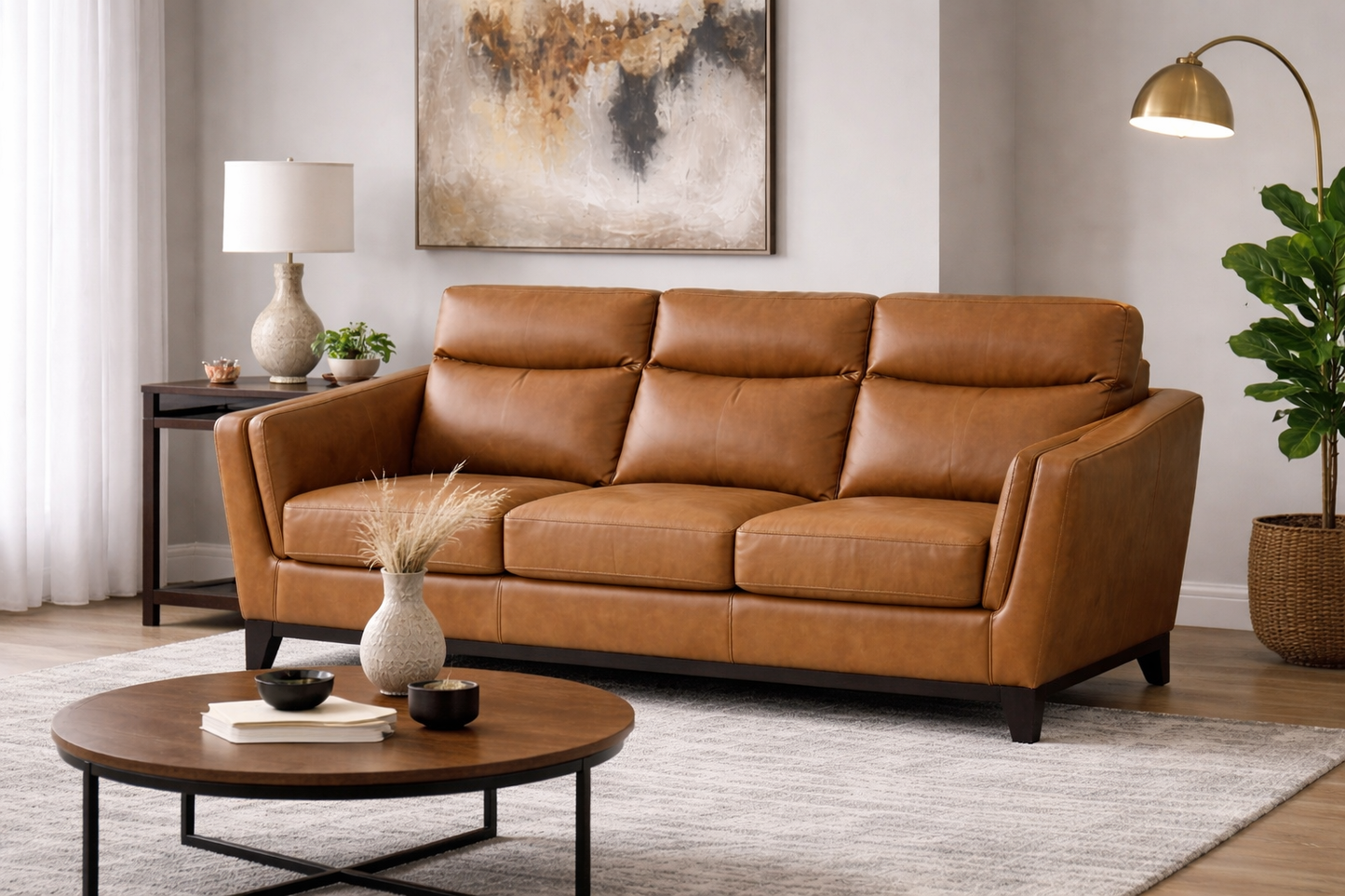 Hartford Static 3 Seater Sofa In Leather Available at Sofa Emporium Retford