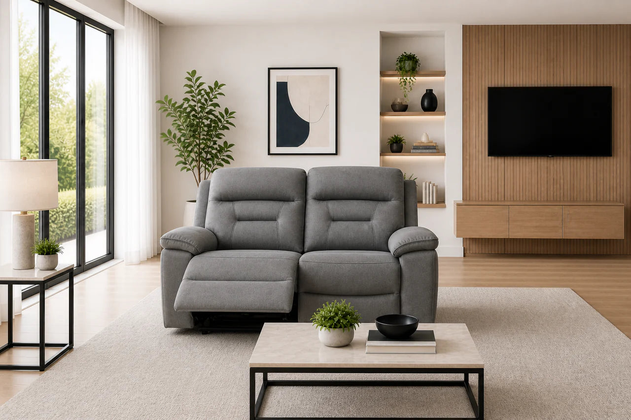 Brayden 2 Seater Manual Recliner Sofa In Grey