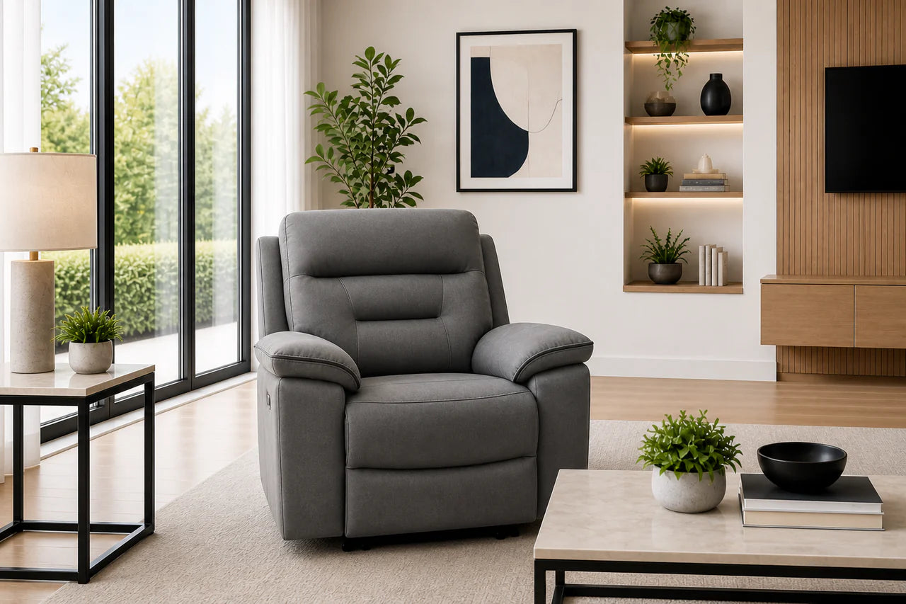 Brayden Arm Chair Manual Recliner In Grey