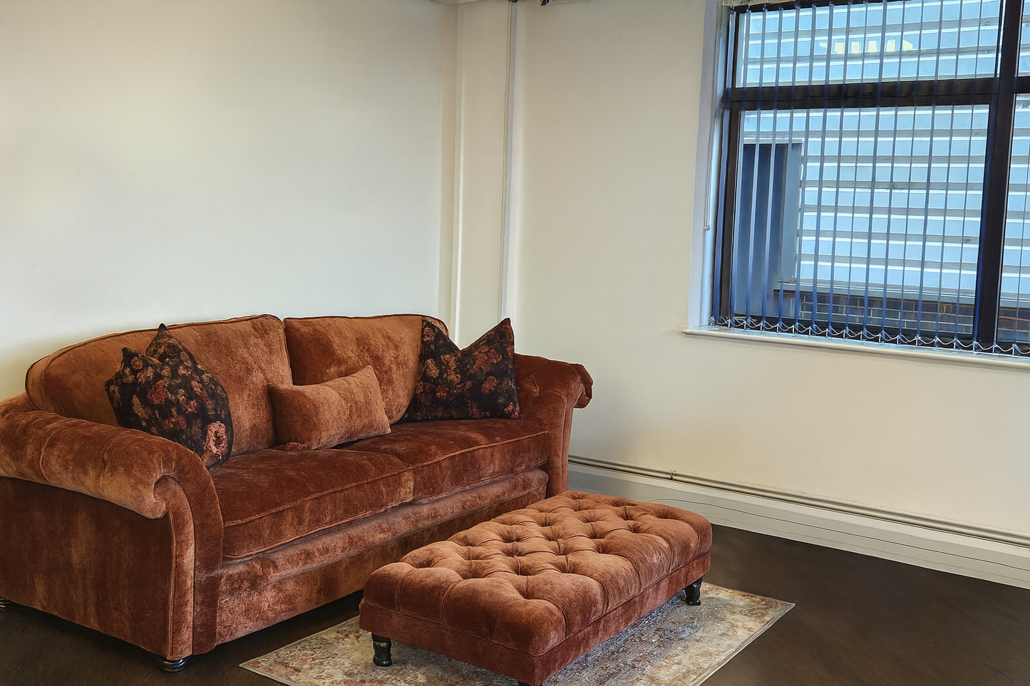 Victoria 4 Seater Sofa With Bench Stool In Derwent Rust