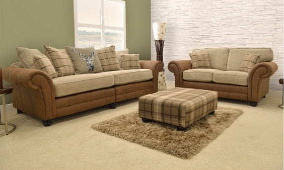 Darwin 4 Seater Pillow Back + 2 Seater Formal Back + Designer Footstool Special Offer - Sofa Emporium