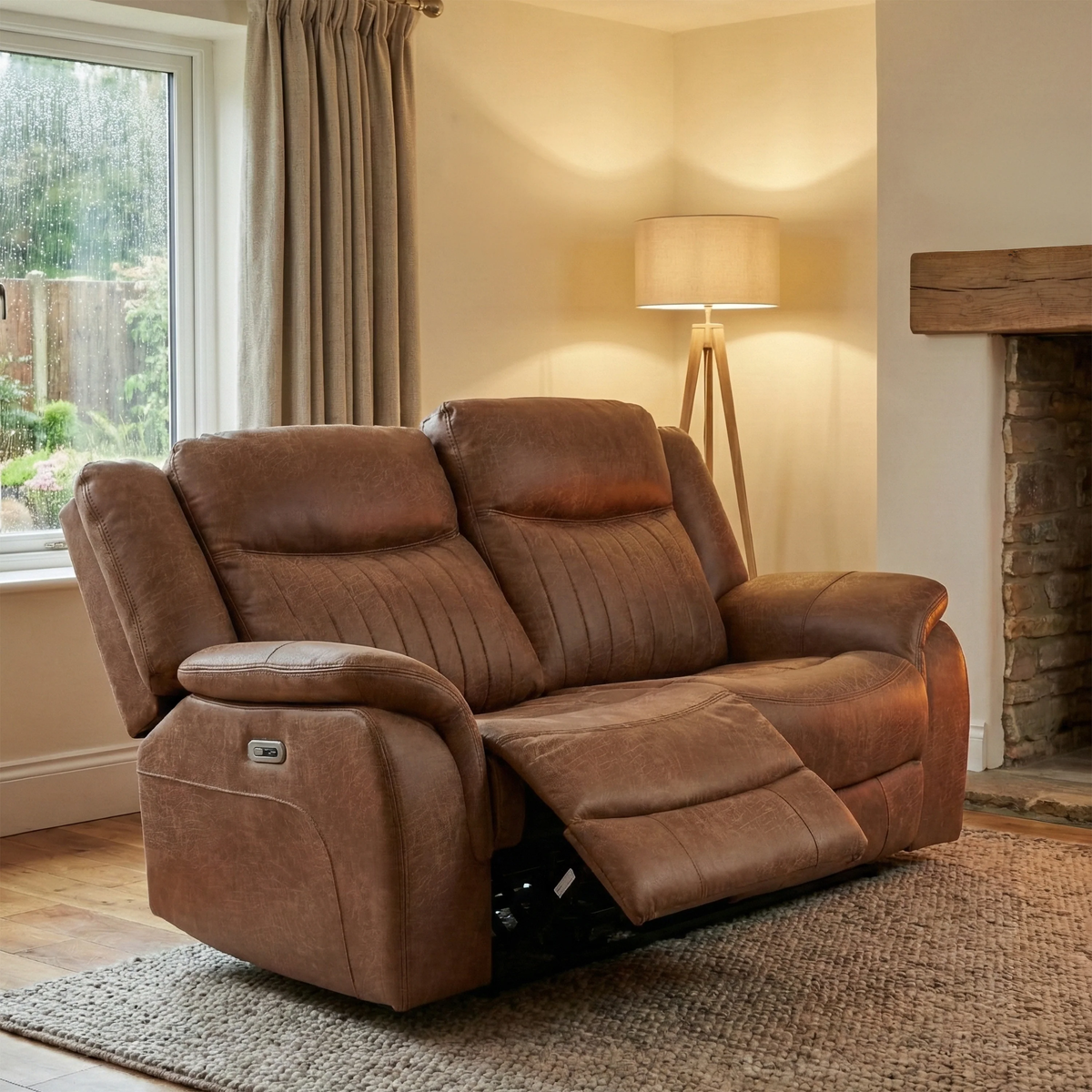 Darlington Fabric Power Recliner 2 Seater In Tan