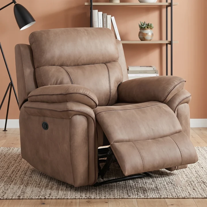 Richmond Fabric Electric Recliner Armchair In Sahara