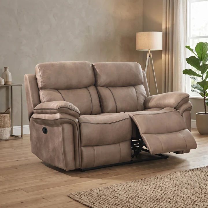 Richmond Fabric 2 Seater Electric Recliner Armchair In Sahara