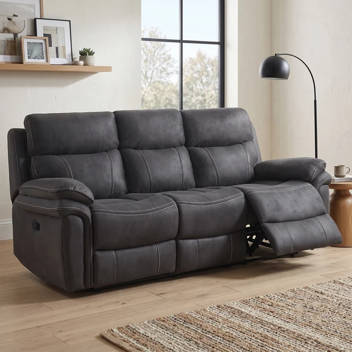 Richmond Fabric 3 Seater Electric Recliner In Charcoal