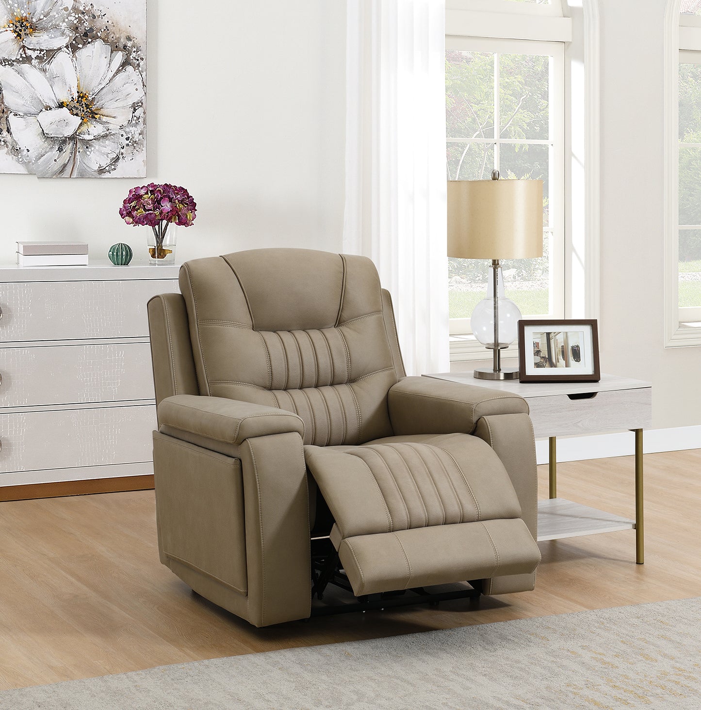 Sloane Power Recliner Arm Chair In Stone available at Sofa Emporium Retford