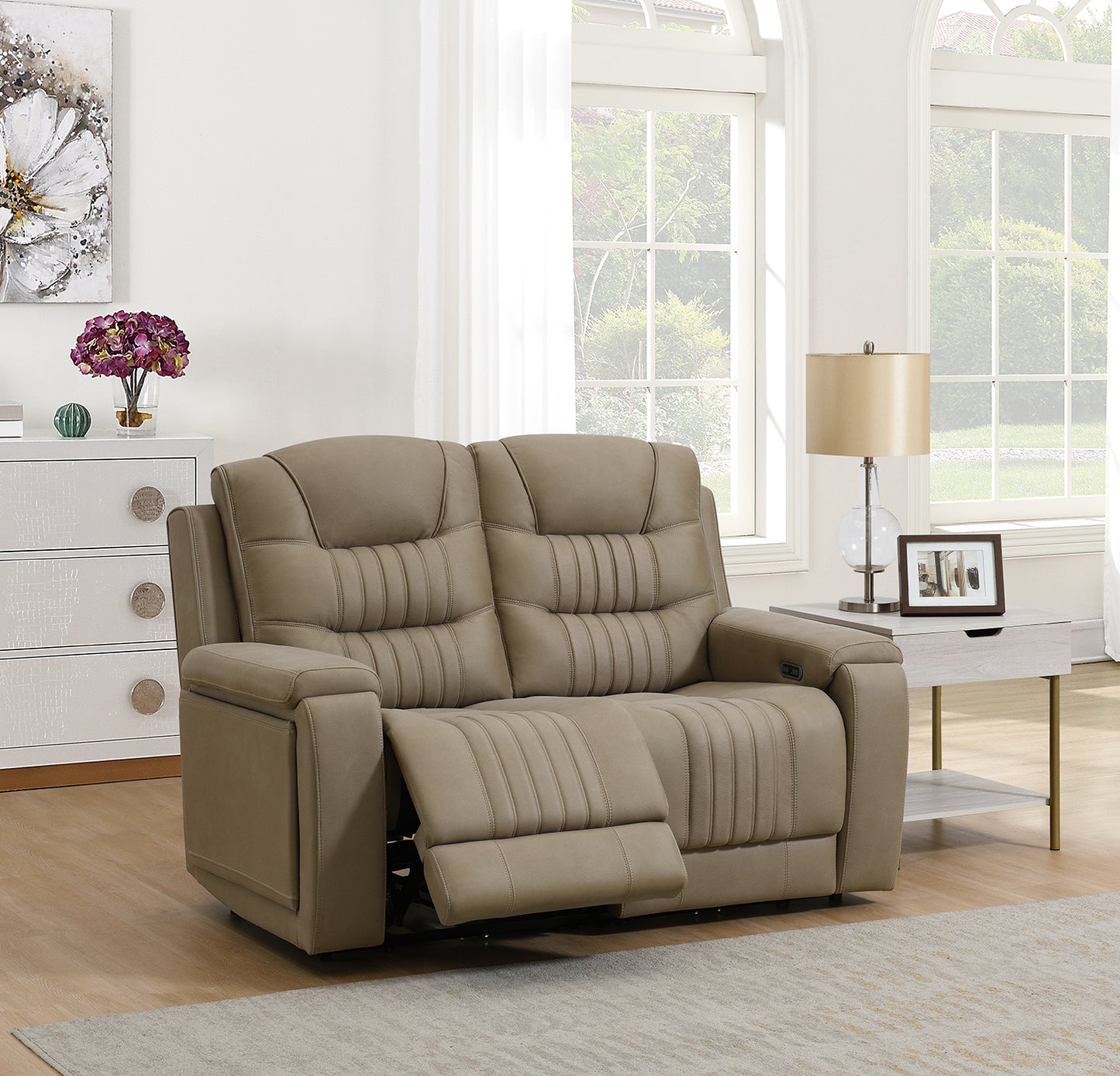 Sloane 2 Seater Power Recliner In Stone available at Sofa Emporium Retford