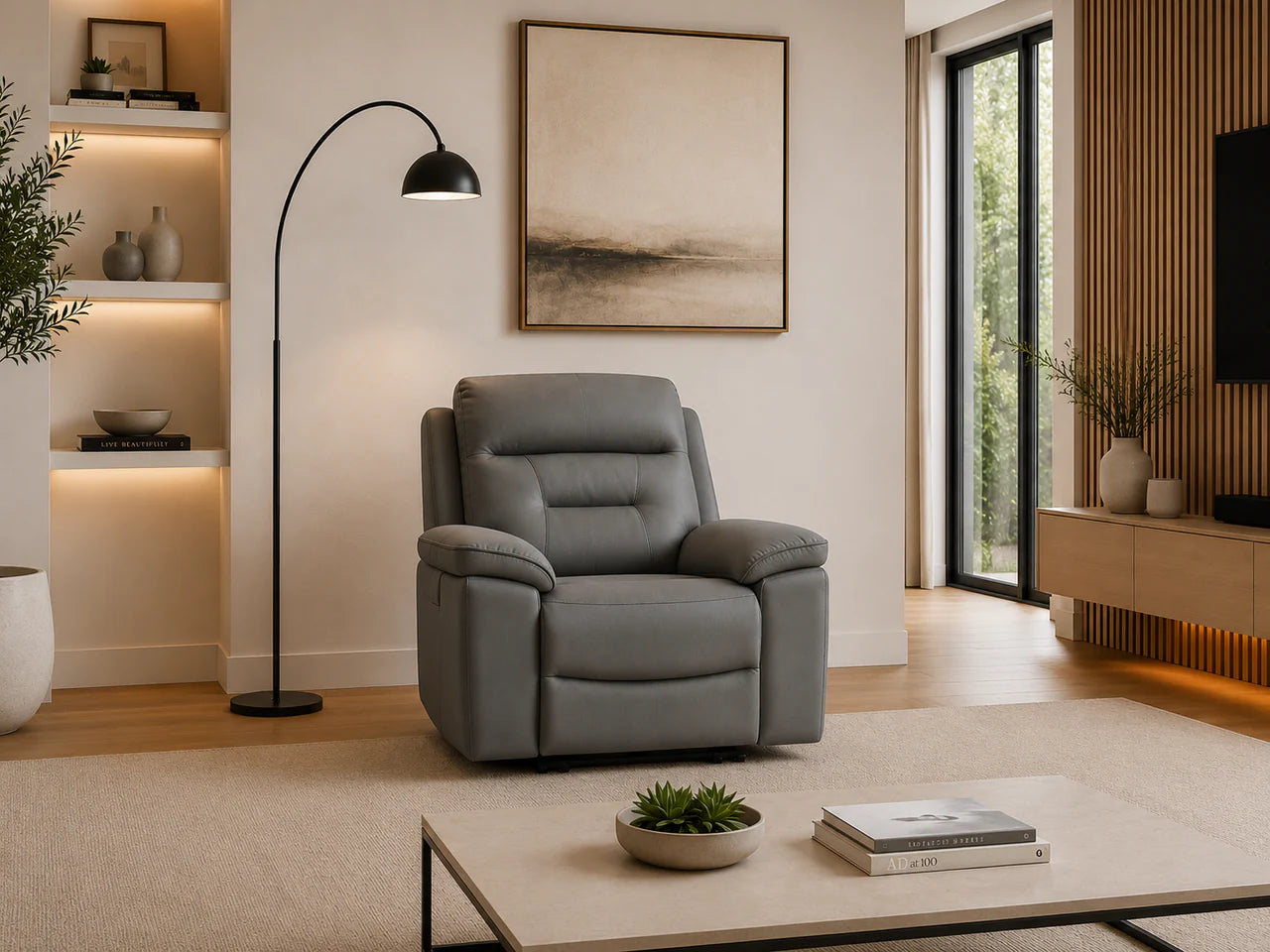 Brayden Arm Chair Power Recliner In Grey