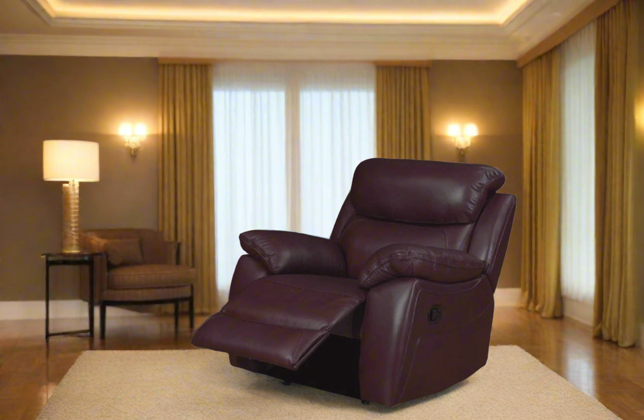 Leather manual recliner armchair