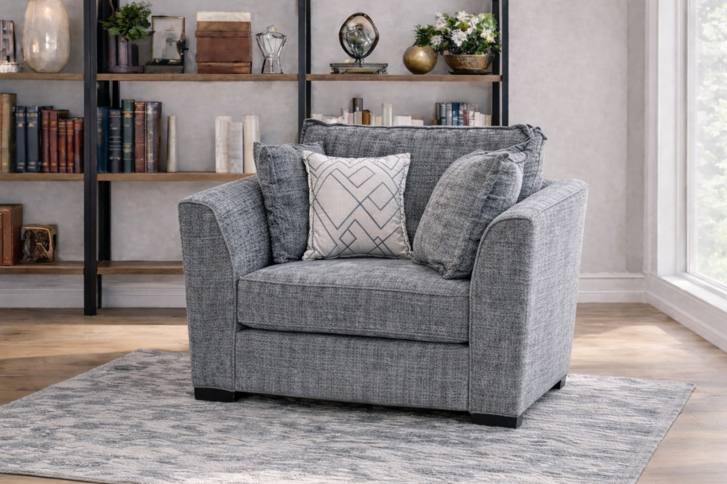 Finchley Armchair In Grey available at Sofa Emporium Retford