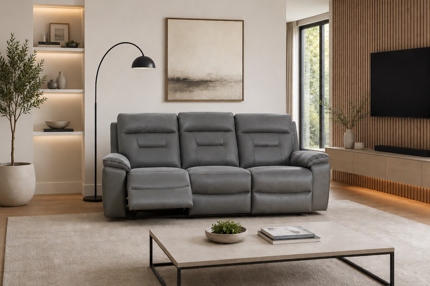 Brayden 3 Seater Power Recliner Sofa In Grey