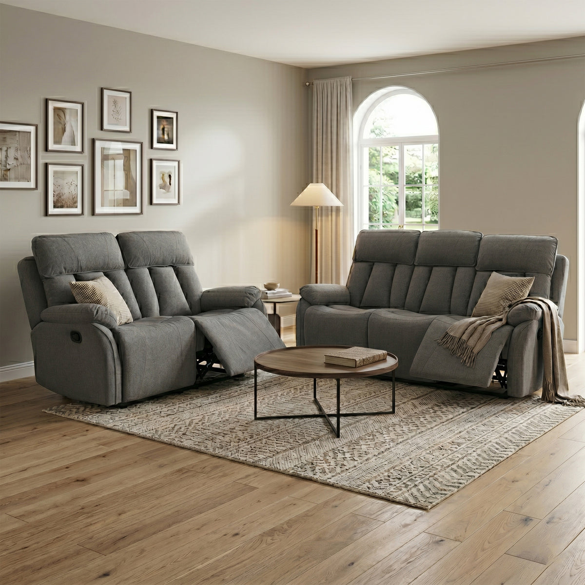 Belgrave 3+2 Seater Manual Recliner Set In Grey
