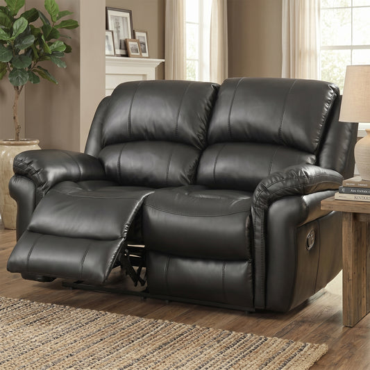 Farnham Leather Air 2 Seater Manual Recliner In Black