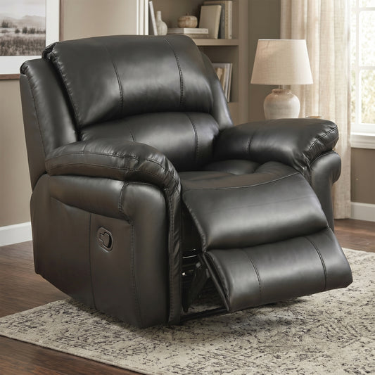 Farnham Leather Air Manual Recliner Armchair In Black