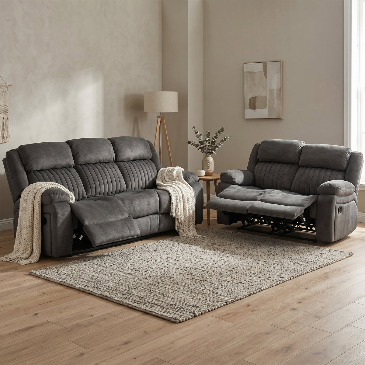 Morgan 3+2 Seater Manual Recliner Set in Iron Grey