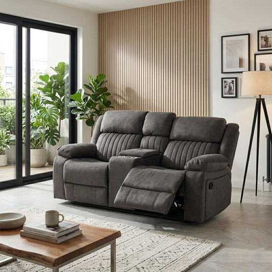 Morgan 2 Seater Manual Recliner With Console in Iron Grey