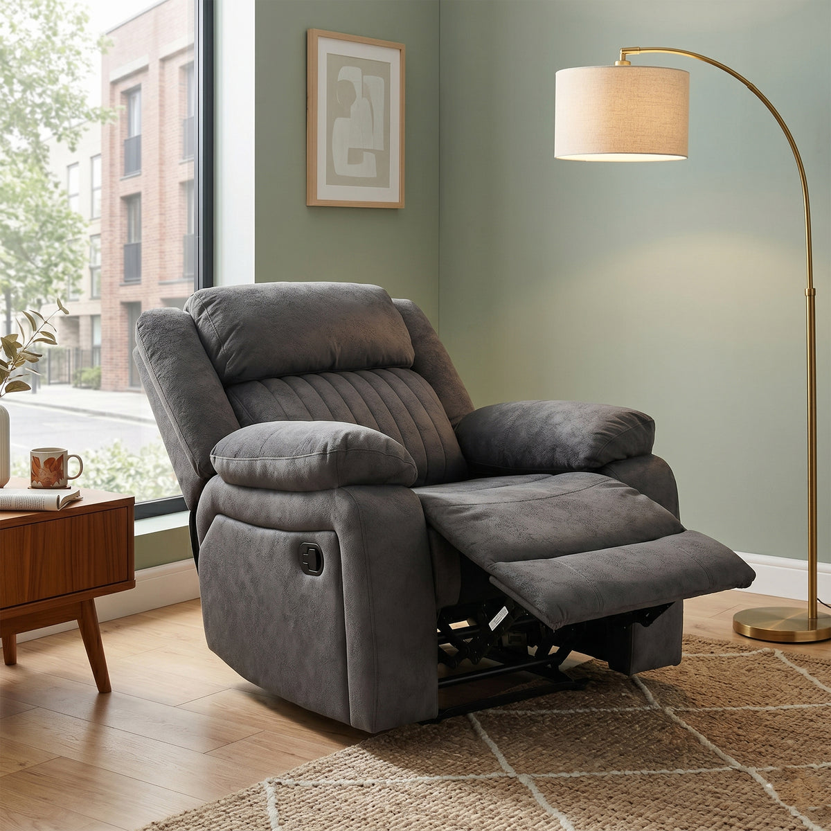 Morgan Manual Recliner Armchair in Iron Grey