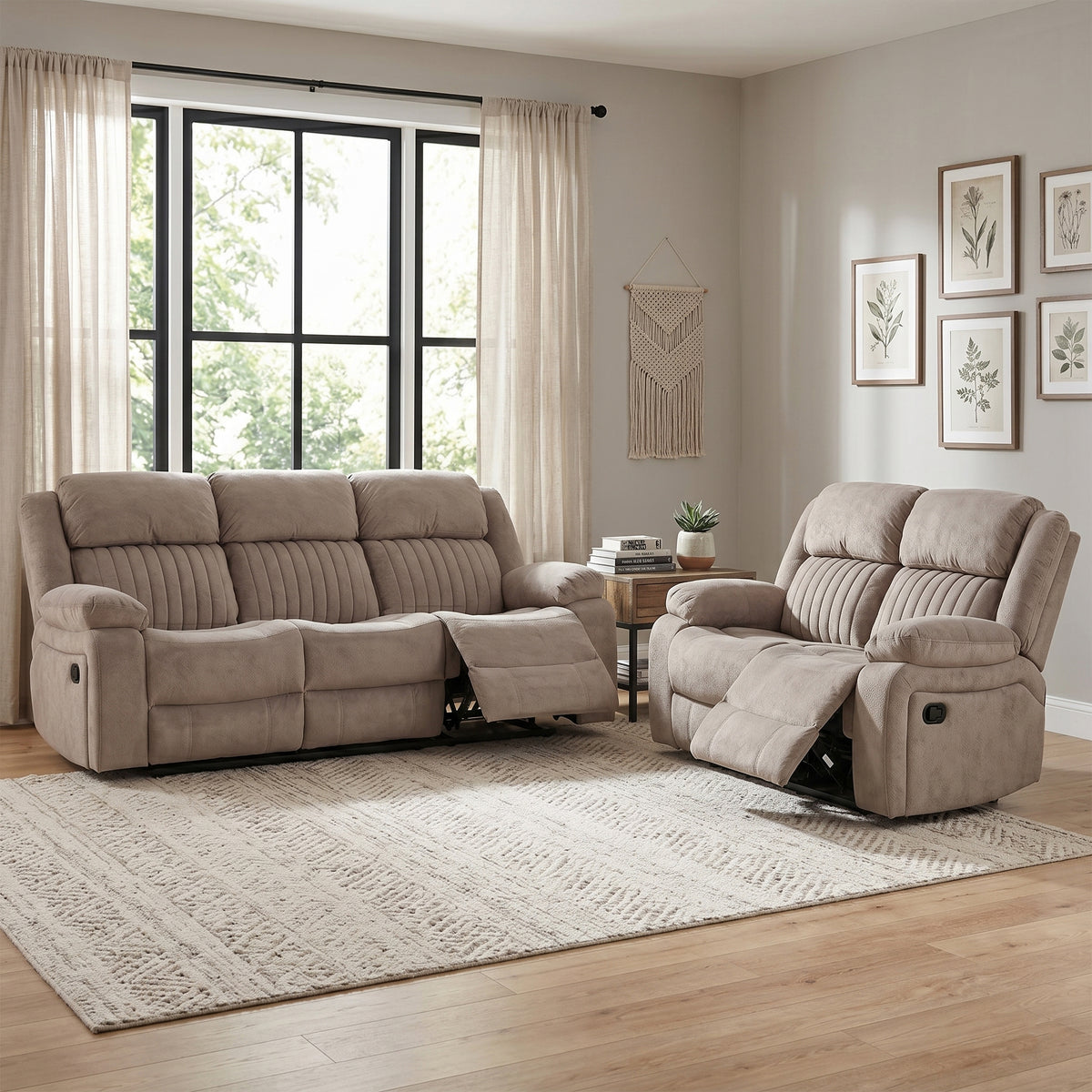 Morgan 3+2 Seater Manual Recliner Set in Taupe