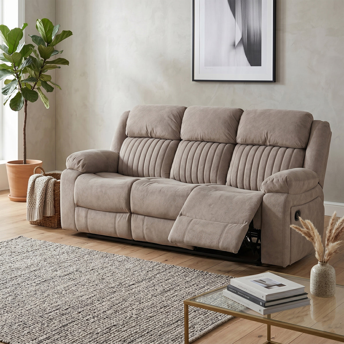 Morgan 3 Seater Manual Recliner in Taupe