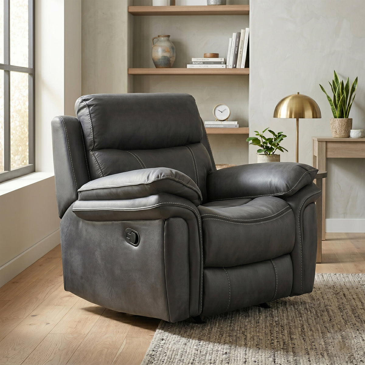 Richmond Manual Recliner Armchair In Charcoal