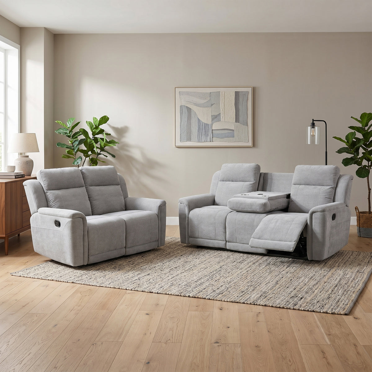 Somerton 3+2 Seater Manual Recliner Set In Light Grey