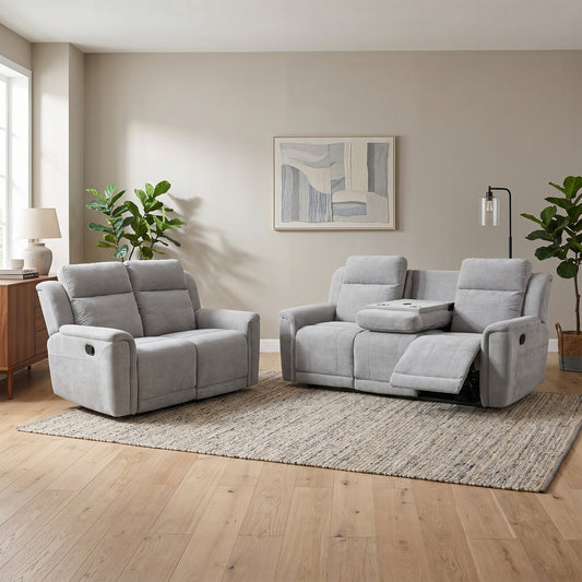 Somerton 3+2 Seater Manual Recliner Set In Light Grey